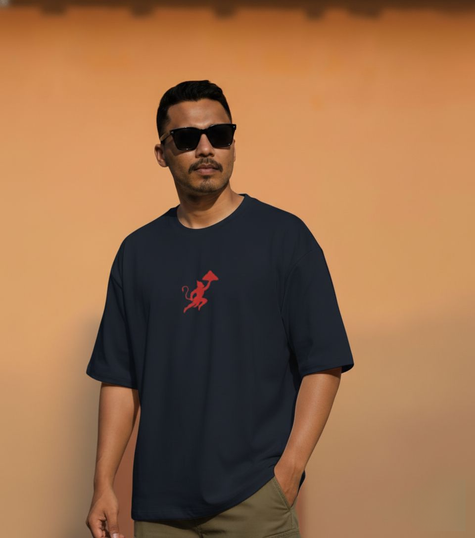 Navy Blue Hanuman Oversized Classic T-Shirt